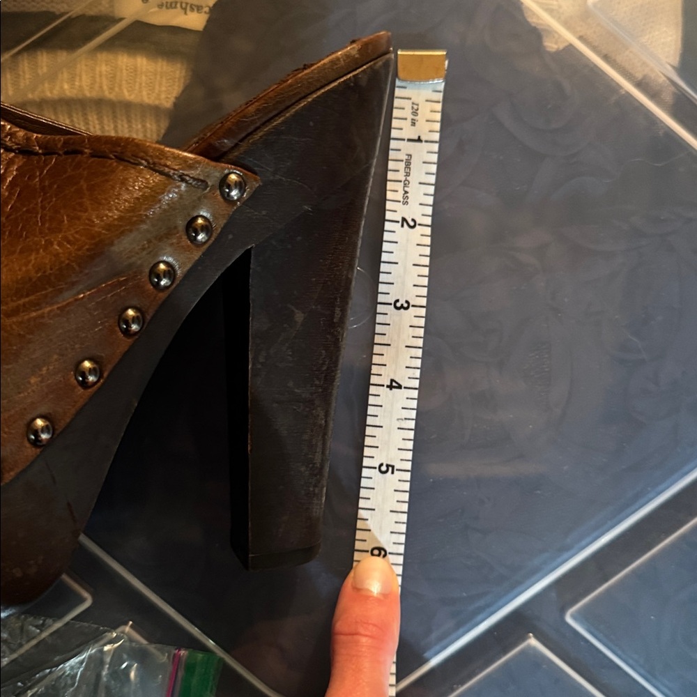 Prada - size 37 - Brown Leather Mules with Wooden Platform - Picture 9 of 9